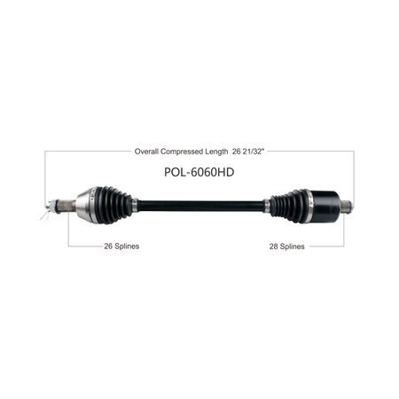 Wide Open Heavy Duty CV Axle for POL HD REAR L/R 60 IN-RZ RZR/GENERAL EPS 15-17 POL-6060HD